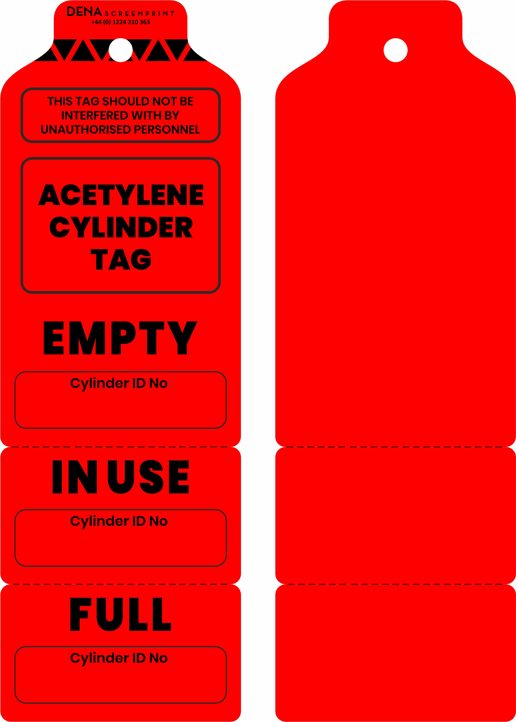 Acetylene Cylinder Tag Dena Screenprint Aberdeen Quality Tags